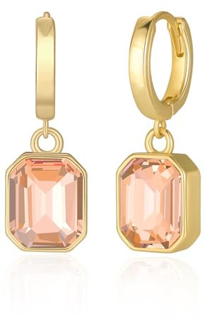 Mesovor Kristall Ohrringe Gold Hängend für Damen, 14 Karat Vergoldet Hypoallergene Ohrhänger Goldene Creolen, Schmuckgeschenke für Familie, Mutter, Schwester, Ehefrau (Hellgelb)