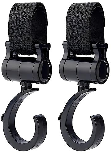 2 Stück Kinderwagen-Clips, Kinderwagen-Haken, Baby-Taschenclips, Einkaufen oder Baby-Wickeltasche sicher an Ihrem Kinderwagen oder Kinderwagen, universelle Passform