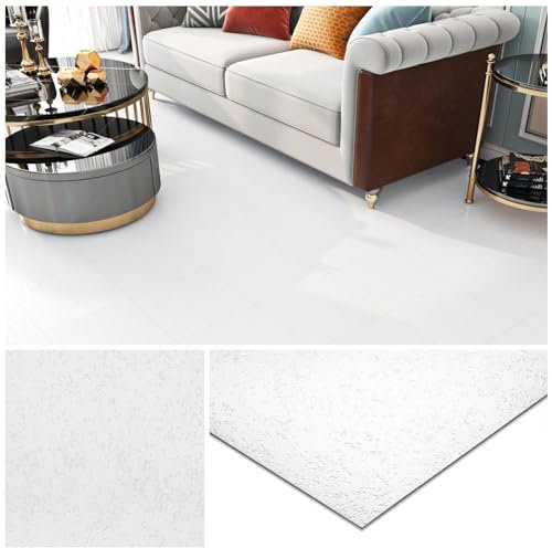 Livelynine Piastrelle Adesive Pavimento Bianco 32-Piastrelle Impermeabile Pavimento PVC Adesivo per Bagno Mattonelle Adesive Pavimento Cucina 30x30CM PVC Adesivo Pavimento Bianco Camera da Letto