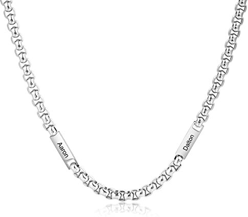 Jeweidea Personalisierte Kette Mit Namen - Edelstahlkette Herren Mit Gravur - Namenskette Personalisiert - Geschenk für Männer, Vatertag, Jahrestag, Ihn