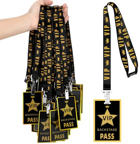 PerKoop 36 Sets VIP-Schlüsselbänder mit PVC-Passkarten, VIP-Abzeichen, Schlüsselband für Backstage-Musik, Konzert, TV, Filmabend, Auszeichnung, Sport, Event, Geburtstag, VIP-Party-Dekorationen