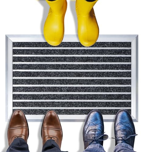 awliye Alu Fußmatten Türmatte 40x60cm fußabstreifer außen Haustür Türmatte Schuhabstreifer Outdoor fussmatte wetterfest mit Alu Einbaurahmen für Außen Schmutzfangmatte Innenbereich