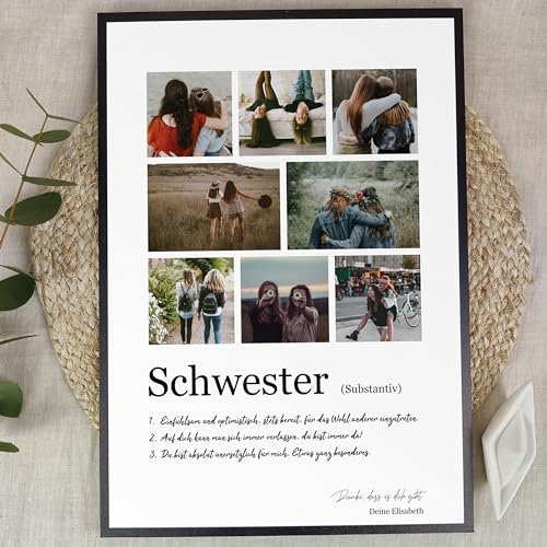 Schwester Geschenk Weihnachten - Personalisiertes Fotogeschenk auf Holz - Schwesterherz, Große Schwester Geschenk, Grosse Schwester Geschenk, Schwesterherz Geschenk, Schwester Geschenke, 8 Bilder