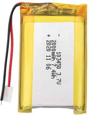 Batterie Lithium-ION Polymère 3.7V 2000mAh 103450 Lipo Batterie Remplacement Rechargeable Lithium-ION pour Accessoire d'avion Drone RC