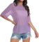 YUNDAI Womens See Through Mesh Sheer Sexy T Shirt Blouse Summer Short Sleeve Round Neck Loose Tops, X-Large Purple