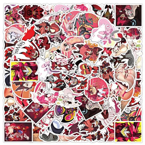 MGKEOUF Hell Hotel 100 PCS Multicolor Cartoon Stickers, Waterproof Vinyl, Anime Style for Laptop, Skateboard, Luggage