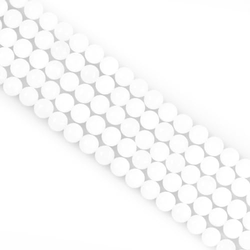 Ouubuuy 4mm Round White Jade Crystal Beads, 85pcs for Jewelry Making