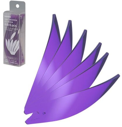 Hario RIB-6-TPU Dripper Suiren 6er Set 6er Rippen lila für 1 bis 4 Tassen Kaffee Hand Drip Spiralrippe