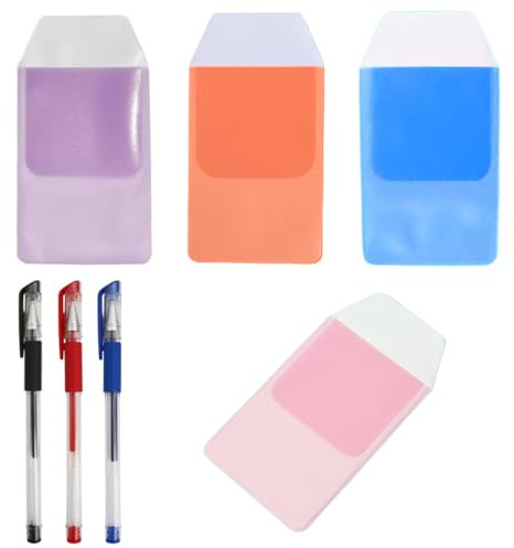 QOWUXHZ 4 Stück Ärzte Krankenschwester Stift Tasche Auslaufsicherer Stifthalter Pocket Protector For Shirts Stifthalter Für Hemden Eingefügt Auslaufsicher Für Schule Krankenhaus Büro Mit 3 Gelschreibe