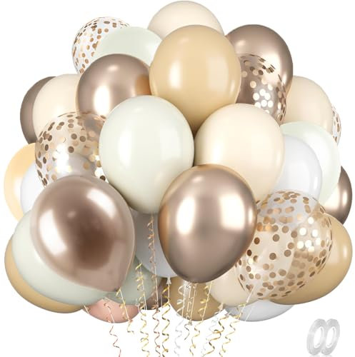Luftballons Weiß Beige Aprikose100 Stück, Helium Ballons 12 Zoll Latex Ballon für Hochzeit, Geburtstag, Verlobung, Valentinstag, Taufe Party Deko