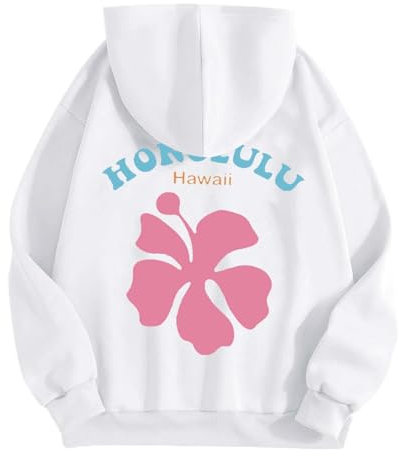 Hoodie Damen Pullover mit Kapuze Backprint Kapuzenpullover Casual Sweatshirt mit Taschen Kapuzenpulli Übergangs Hoody Oberteile Klassisch Langarmshirt Outdoor Top Pulli Streetwear Basic Zipper Hoodies
