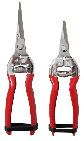 Lot de 2 ciseaux de fleuriste, pour plantes en pot, bonsaï, lame dentelée, en acier inoxydable, pour arranger les fleurs, couper les plantes et récolter des herbes, des légumes, des fruits