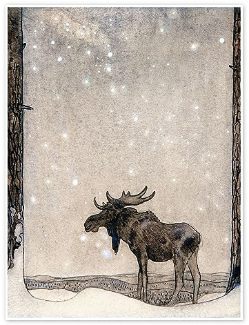 Posterlounge Elch im Schnee Poster | 50 x 70 cm von John Bauer Wandbilder Wanddeko