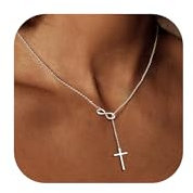 Dochais Kreuz Kette für Damen,14K Gold Vergoldet Kreuz Kette，Unendlich-Kreuz-Pendants, Kreuz Choker Kette Goldkette Geschenke Halskette für Damen Frauen Herren Gold & Silber