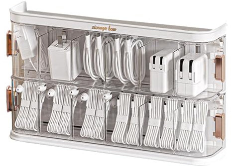 Data Cable Drawer Organiser Box, Storage Boxes for Data Cables | Multilayer Cable Drawer Organiser Storage Box | Transparent Cable Management, Multifunctional Organiser for St