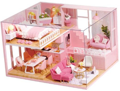 JOINPAYA Miniatur – Einfach Zu Bauen Ideal Für Rollenspiele Für Kinder Dekoratives Holzhausspielzeug Für Zu Hause