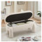 INMOZATA Teddy Storage Bench Stool Upholstered End of Bed Bench Storage Ottoman Bench Modern Window Seat for Living Room Bedroom Hallway(White)