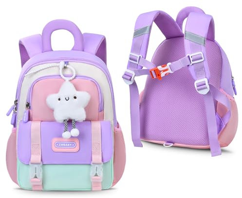 Tanou Rucksack Kindergarten für Mädchen, Ultra-leichte Kindergartenrucksack Mädchen, Niedlich Kita Rucksack mit Brustgurt für Vorschule Kindergarten, Lila