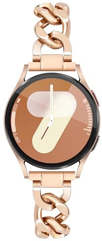 Ocaer Kompatibel mit Samsung Galaxy Watch 7/6/5/4/FE Armband 40mm 44mm/6 Classic 43mm 47mm/ 5 pro 45mm, Metall 20mm Armband für Samsung Galaxy Watch 4 Classic 42mm 46mm/Active 2, Damen, Rosegold