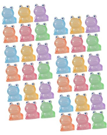 BESTonZON 36st Im Dunkeln Leuchtende Froschstatue Frosch Aquarium Frosch Plüsch Mini-vers Machen Es Zu Mini-Essen Puppenhausmöbel Miniaturbücher Leuchtender Frosch Babypuppe Ente Harz