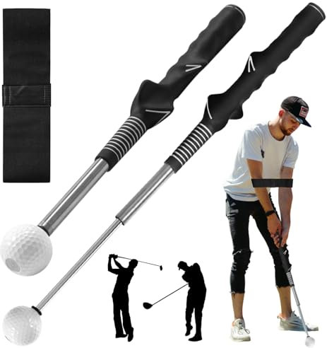 Retractable Golf Training Aids Golf Swing Training Aid Adjustable Golf Grip Trainer with Arm Band for Posture Correction, Golf Grip Training Aid Golf Swing Trainer for Warm-up Strength Tempo Training