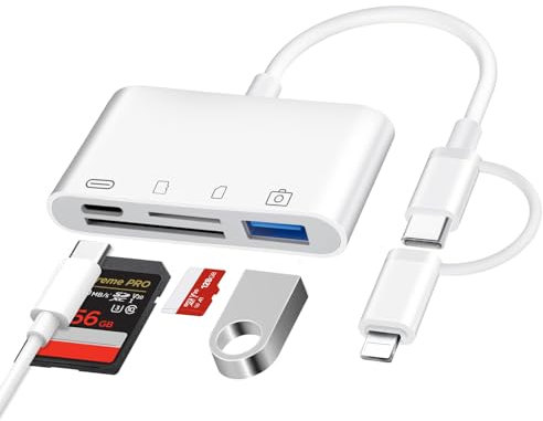 SD Kartenleser für iPhone iPad, 4 in 2 Light ning USB-C auf SD Micro SD USB Kartenleser SD Kartenleser USB C Gleichzeitiges Laden und Kartenlesen, Speicherkartenleser SD Karten Adapter für iPhone/iPad