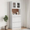 ShGaxin Aparador Alto Alta Madera Maciza de Pino Blanco 77x35x188 cm, Aparadores para Salon, Aparador Entrada Recibidor, Aparador Cocina, Vitrinas para Salon, Muebles Auxiliares 3187778