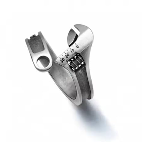 BlackAmazement Bague réglable taille unie Clé à molette Outil Argent Homme, Zinc