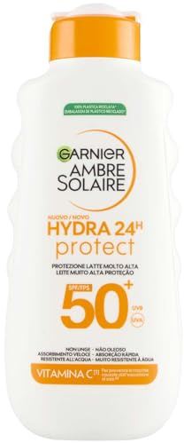 Garnier Ambre Solaire Hydra 24H Protect Milch, SPF50, 175 ml, fettfrei, wasserfest, Vitamin E, zugelassen von Cruelty-Free International