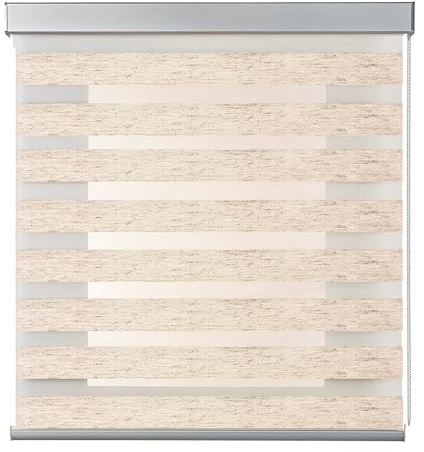 PARAMAISON Tenda a Rullo con Cassonetto per Interni Giorno e Notte, Struttura in Alluminio, Catenella, Tenda Doppia Posizione e Luminosità Variabile | 200x300 Lino/Acciaio