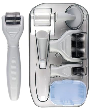 Termalk 6-in-1 Titanium Derma Roller for Face and Body – Kit with Micro-Needles (0.25mm) and (0.3mm) – 300, 720, and 1200 Needles for Men and Women