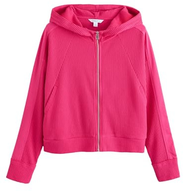 NEXT Damen Standard Kapuzenjacke mit Waffelstruktur und Reißverschluss Fluro Pink S