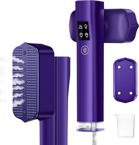 Focenat Plancha Vertical Vapor, 2 en 1 Plancha de Viaje, Vaporizador de Mano y Plancha Portátil 1200W, 100ML de Agua, Calentamiento Rápido, Vaporizador de Ropa para Viajes y Hogar (Púrpura)
