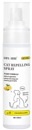 Numbudh Sopa Herb Spray Répulsif pour Chats, Formule Naturelle à Base de Plantes, Protection Intérieure et Extérieure, 100ml,Parfum Frais d'orange