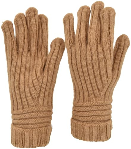 styleBREAKER Damen Strickhandschuhe Rippenmuster | Elastische Einheitsgröße für 16-21 cm Handumfang (Größe 6-8), 65% Polyacryl und 35% Wolle, ungefüttert.