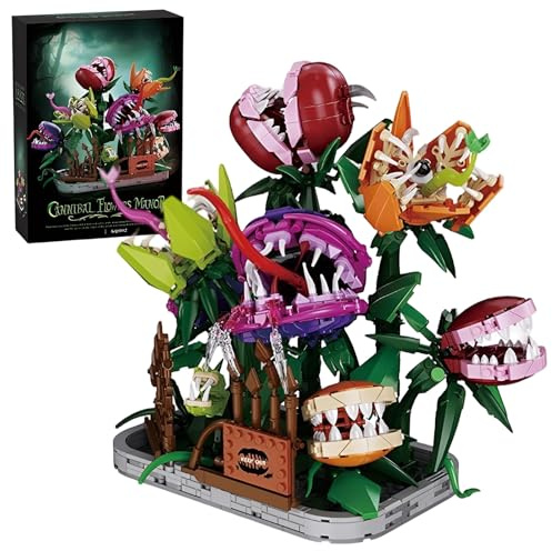 Piranha Plant Manor Building Blocks Set - 1266PCS Cannibal Floral Monster Bricks Kit, Gothic Botanical Model Display, DIY Home Decor, STEM Education Toy, Creative Gift for Adult, Teen