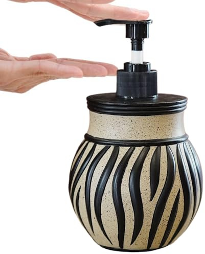 Distributeur De Savon Salle De Bain Douche, Bouteille, Récipient, Support, | Distributeur à savon motif zèbre pour la salle de bain Rechargeable Décoratif Pour Gel Douche, Après-S
