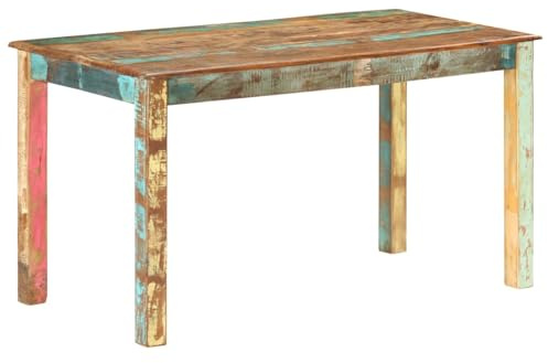 Fecpoo Esstisch Altholz 140x70x76 cm, recyceltes Massivholz, antik