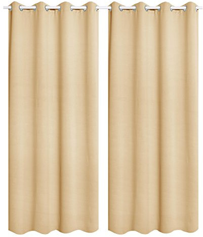 WOLTU 2er Set Gardinen, Vorhang für Wohnzimmer Kinderzimmer, mit Ösen, Leicht & Weich, Wärmeisolierend, 140 x 225 cm, Champagne