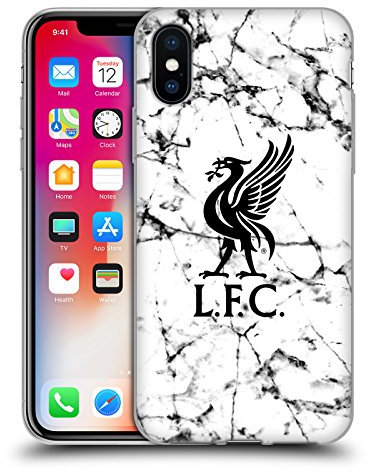Head Case Designs Officially Licensed Liverpool Football Club Black Liver Bird Marble Gel Case [Military Grade Protection] Compatible With Apple iPhone X/iPhone XS