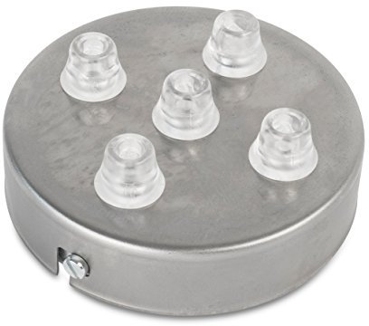 Deckenbaldachin Lampenbaldachin Roheisen ROSTAFFIN 5-fach (mit 5 Kabelauslässen) 100x24mm, poliert - inkl. Zugentlastung aus Kunststoff