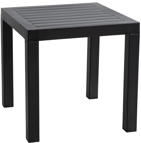 CLP Beistelltisch Ocean I Wetterfester Gartentisch Aus UV-beständigem Kunststoff I Witterungsbeständiger Tisch, Farbe:schwarz