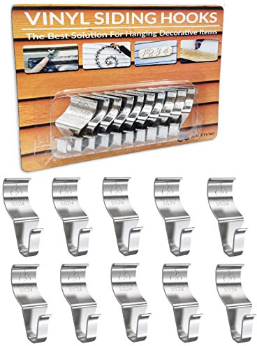 Vinylverkleidungs-Haken, robust, 8 kg, kein Bohren erforderlich, Haken aus Edelstahl für Vinyl-Außenwände, Außendekoration, 10 Stück