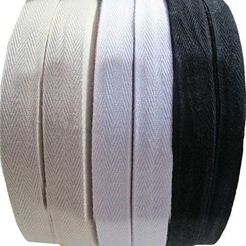 45M Baumwolle Bindeband Schrägbandband zum Nähen Handwerk Gurtbandbesatz 1-5cm Breite (Weiß, Breite: 2cm)