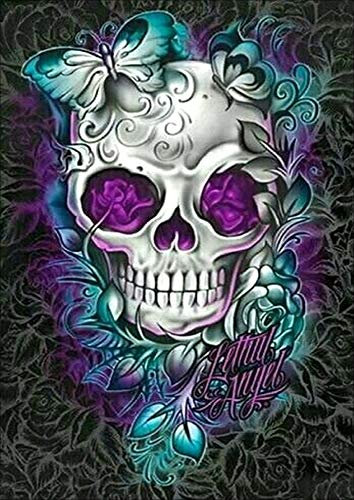 DCIDBEI Kits de Peinture Diamant 5D Kit de Broderie Diamant complet Skull Crâne pour Adulte Peinture par Numéro Adulte Mosaïque Enfant Artisanat Décoration Murale Salon 30 x 40 cm
