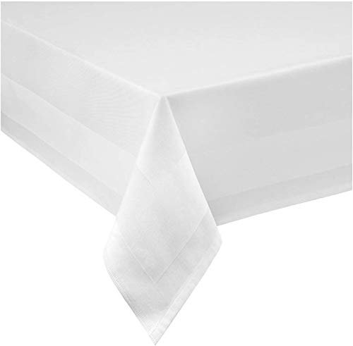 Gastronomie Hotel Tischdecke Servietten, Vollzwirn Baumwolle Atlaskante, Eckig Größe wählbar 100x100 cm Weiss
