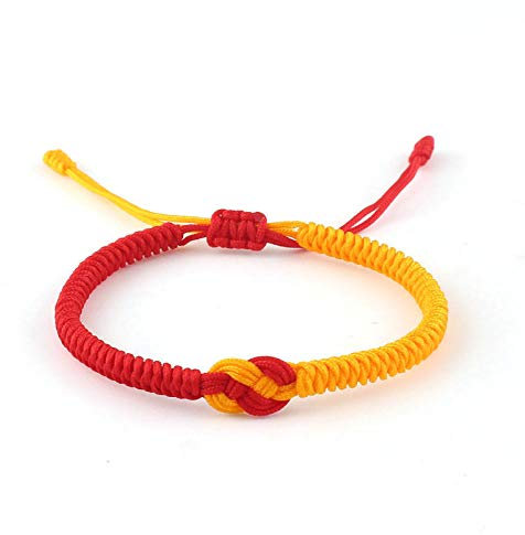 Bracciale Intrecciato,Braccialetti Intrecciati Fatti A Mano in Corda di Cotone Giallo Rosso Fascino Regolabile Gioielli Classici Amicizia Tibetana Regalo per Ragazzo Ragazza Coppie Uomo Donna
