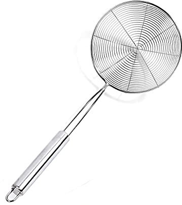 PHIEZC Espumadera Colador,Espumadera alambre de acero inoxidable,Araña Colador Skimmer,Mango largo,Para Freír Alimentos,Filtrar alimentos-40 * 15.5 cm