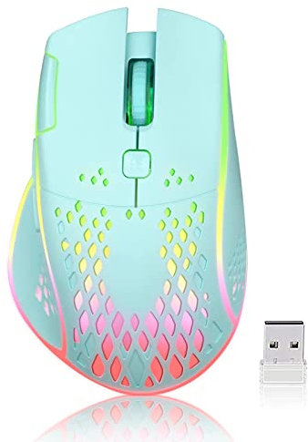 VEGCOO Gaming-Maus, programmierbare kabelgebundene Gaming-Maus mit Doppelklick-Taste, RGB-LED-Leuchten, ergonomische Maus, 6-stufig einstellbare DPI-PC-Gaming-Mäuse, optische Maus, für Laptop(Blau)