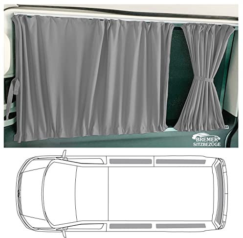 BREMER SITZBEZÜGE Maß Gardinen Vorhänge Sonnenschutz kompatibel mit VW Crafter Mercedes Sprinter W906 mittlerer Radstand in Grau Camping Zubehör Wohnmobil Zubehör Camper Gardinen Set 726